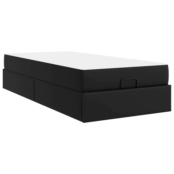 vidaXL Σκελετός κρεβατιού με στρώμα Μαύρο 80 x 200 cm Τεχνητό δέρμα