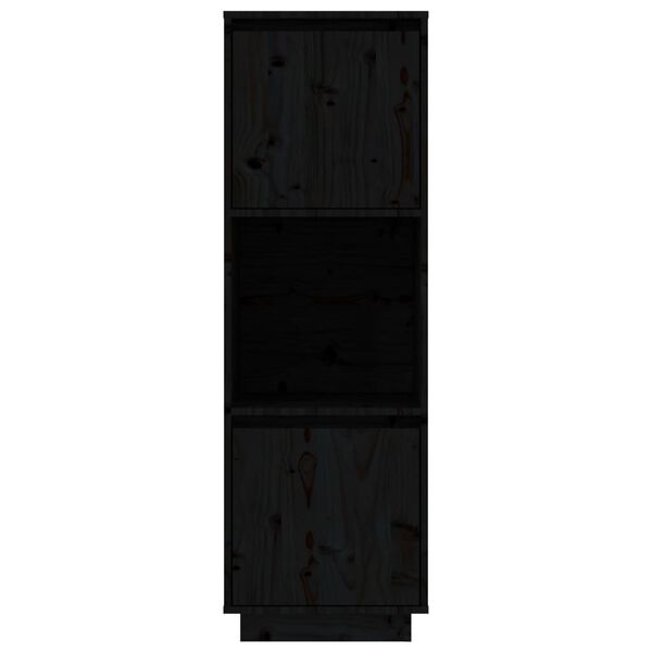 vidaXL Ντουλάπι Ψηλό Μαύρο 38 x 35 x 117 εκ. από Μασίφ Ξύλο Πεύκου