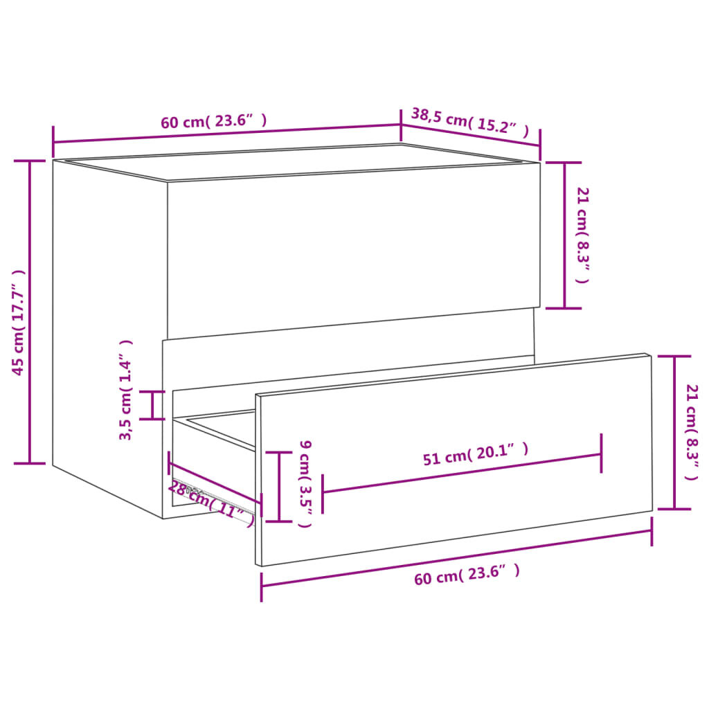 vidaXL Ντουλάπι Νιπτήρα Λευκό 60x38,5x45 εκ. από Επεξεργασμένο Ξύλο