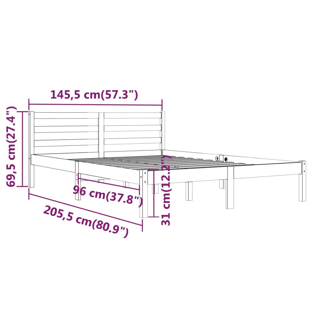 vidaXL Πλαίσιο Κρεβατιού Μαύρο 140 x 200 εκ. από Μασίφ Ξύλο Πεύκου
