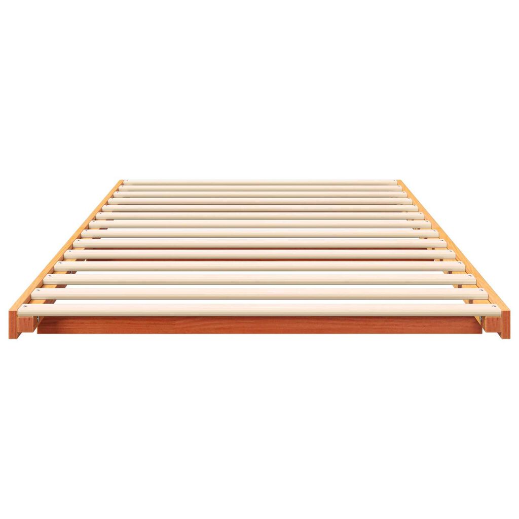 vidaXL Κρεβάτι δαπέδου Καφέ κεριού 100 x 210 cm Μασίφ ξύλο πεύκου