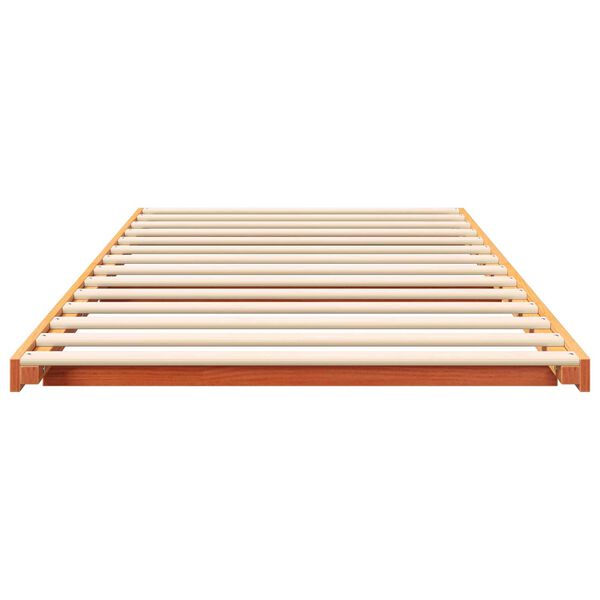 vidaXL Κρεβάτι δαπέδου Καφέ κεριού 100 x 210 cm Μασίφ ξύλο πεύκου