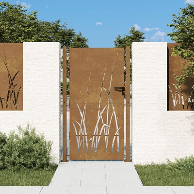 vidaXL Πύλη Κήπου με Σχέδιο Γρασίδι 105 x 180 εκ. από Ατσάλι Corten