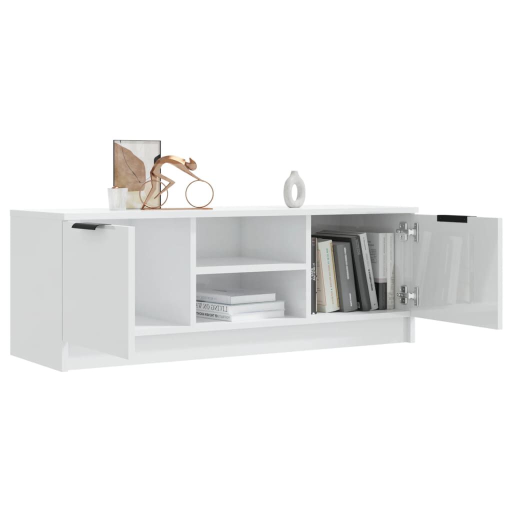 vidaXL Έπιπλο Τηλεόρασης Γυαλ. Λευκό 102x35x36,5 εκ Επεξεργασμένο Ξύλο