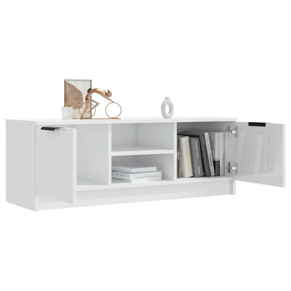 vidaXL Έπιπλο Τηλεόρασης Γυαλ. Λευκό 102x35x36,5 εκ Επεξεργασμένο Ξύλο