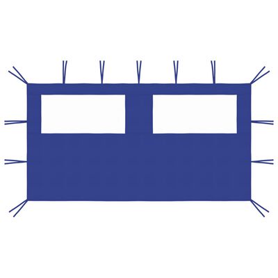 vidaXL Πλαϊνό Τοίχωμα για Κιόσκι με Παράθυρα Μπλε 4 x 2 μ.