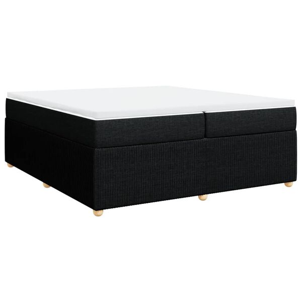 vidaXL Κρεβάτι Boxspring με Στρώμα Μαύρο 200x200 εκ. Υφασμάτινο