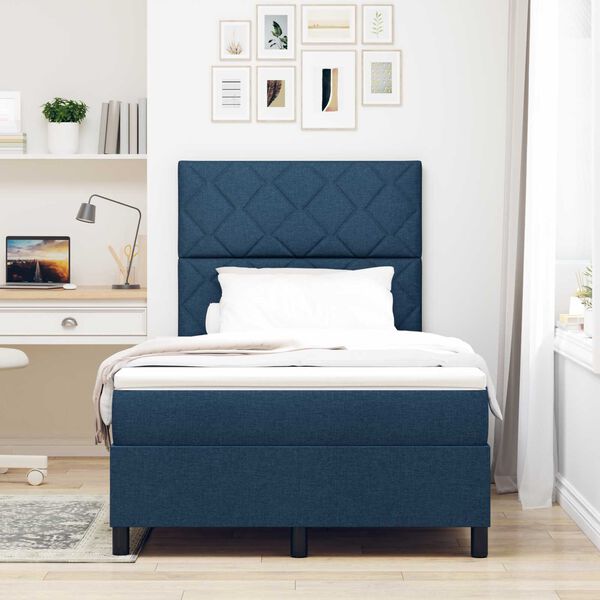 vidaXL Κρεβάτι με ελατήρια με στρώμα Μπλε 120 x 190 cm ύφασμα