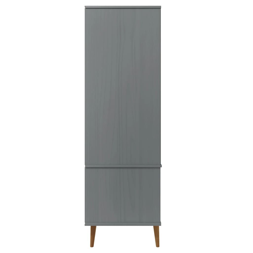 vidaXL Ντουλάπα MOLDE Γκρι 90x55x175 εκ. από Μασίφ Ξύλο Πεύκου
