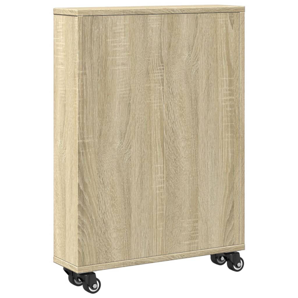 vidaXL Τρόλεϊ Αποθήκευσης Στενό Sonoma Δρυς 48x13x68 εκ. Επεξ. Ξύλο