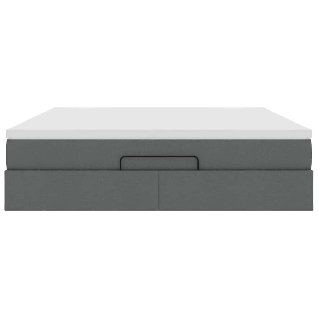 vidaXL Οθωμανικό κρεβάτι με στρώμα σκούρο γκρι 160x200cm ύφασμα