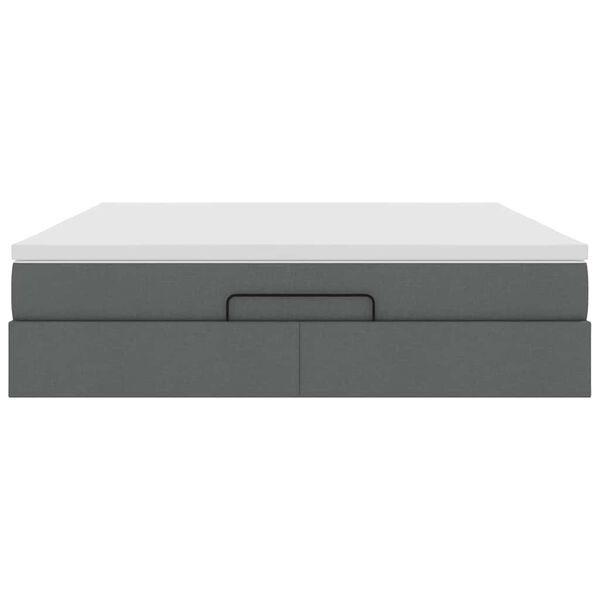 vidaXL Οθωμανικό κρεβάτι με στρώμα σκούρο γκρι 160x200cm ύφασμα