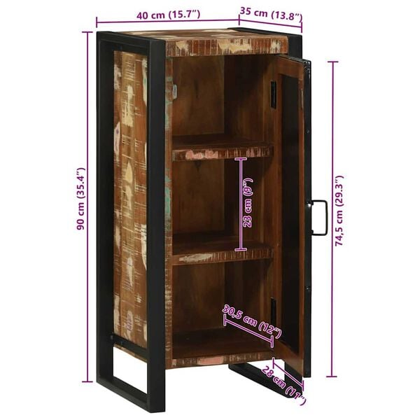 vidaXL Ντουλάπα Μπάνιου Καφέ 40 x 35 x 90 εκ. Μασίφ ανακυκλωμένο ξύλο