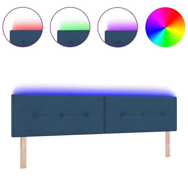vidaXL LED Κεφαλάρι με φώτα λωρίδας LED με κεφαλάρι Μπλε 200 cm ύφασμα