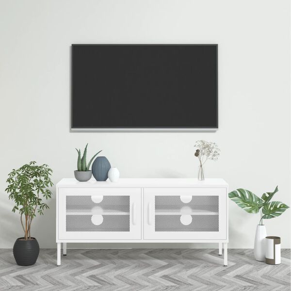 vidaXL Έπιπλο Τηλεόρασης Λευκό 105x35x50 εκ. από Ατσάλι
