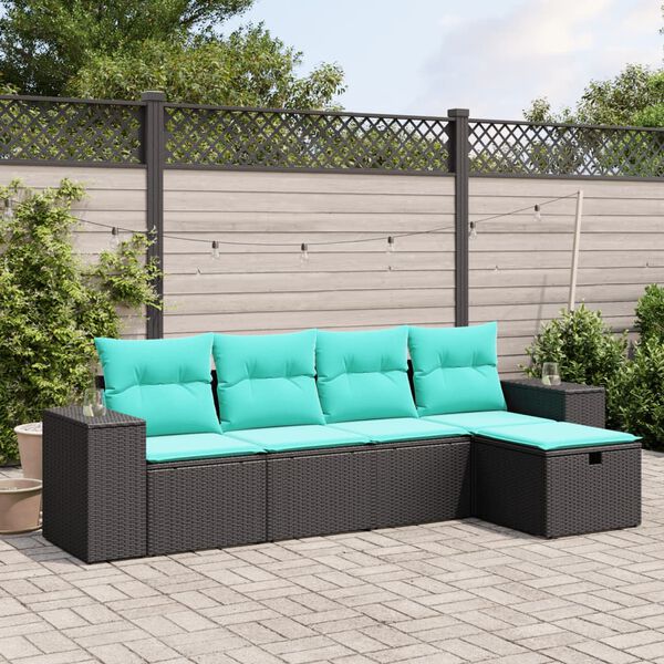 vidaXL Σαλόνι Κήπου 5 Τεμαχίων Γκρι από Συνθετικό Ρατάν με Μαξιλάρια