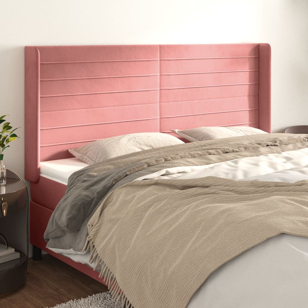 vidaXL Κεφαλάρι με Πτερύγια Ροζ 163x16x118/128 εκ. Βελούδινο