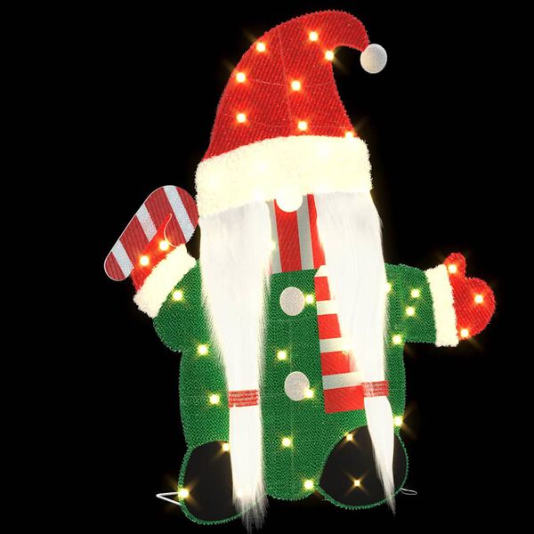 vidaXL Φωτισμένος Γκνουμ Θερμό λευκό 71 x 64 εκ Υφασμα από Γιρλάντα