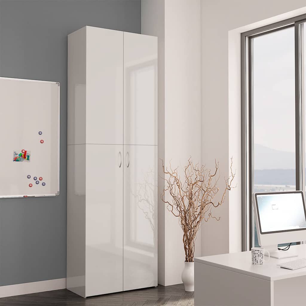 vidaXL Ντουλάπα Γραφείου Γυαλιστερό Λευκό 60x32x190 εκ. Επεξ. Ξύλο