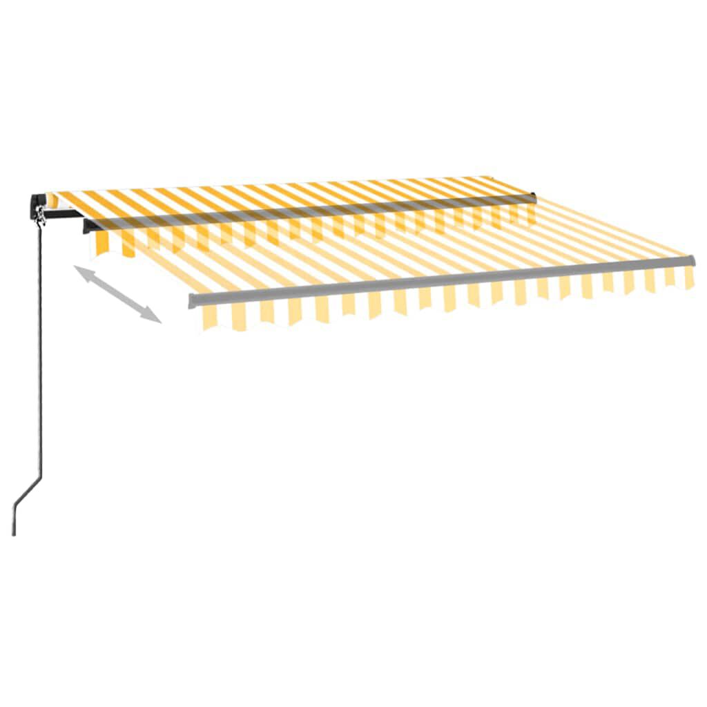 vidaXL Τέντα Συρόμενη Χειροκίνητη με LED Κίτρινο / Λευκό 350 x 250 εκ.