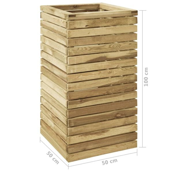 vidaXL Ζαρντινιέρα Υπερυψωμένη 50x50x100 εκ. Εμποτισμένο Ξύλο Πεύκου