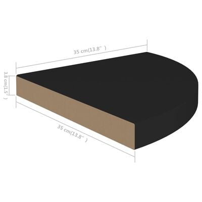 vidaXL Ράφι Τοίχου Γωνιακό Μαύρο 35x35x3,8 εκ. από MDF