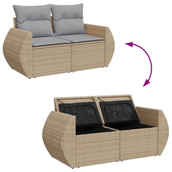 vidaXL Σετ Καναπέ Κήπου 10 pcs μπεζ και ανοιχτό γκρι 90 x 55 x 71 cm