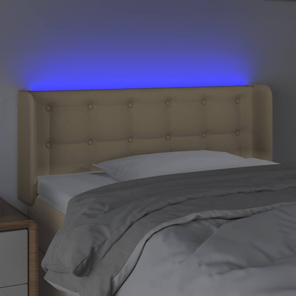 vidaXL Κεφαλάρι Κρεβατιού LED Κρεμ 103x16x78/88 εκ. Υφασμάτινο