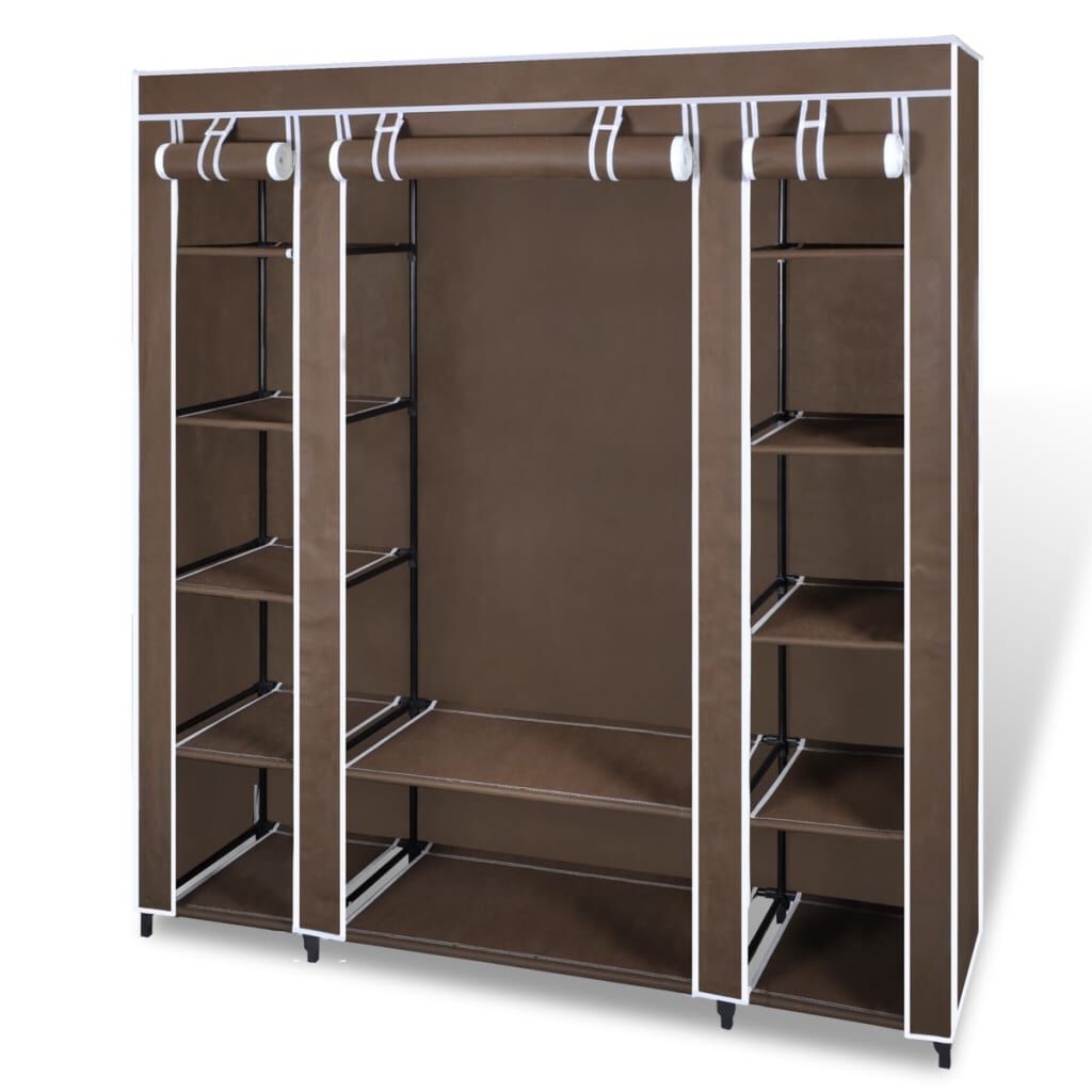 vidaXL Ντουλάπα με Ράφια / Σωλήνες Καφέ 45 x 150 x 176 εκ. Υφασμάτινη