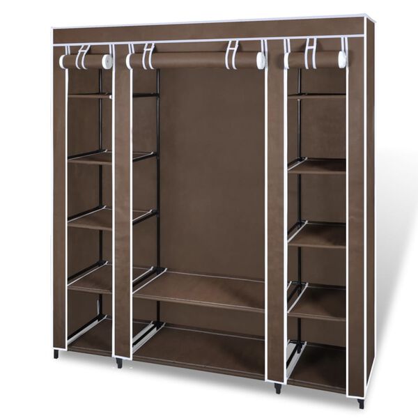 vidaXL Ντουλάπα με Ράφια / Σωλήνες Καφέ 45 x 150 x 176 εκ. Υφασμάτινη