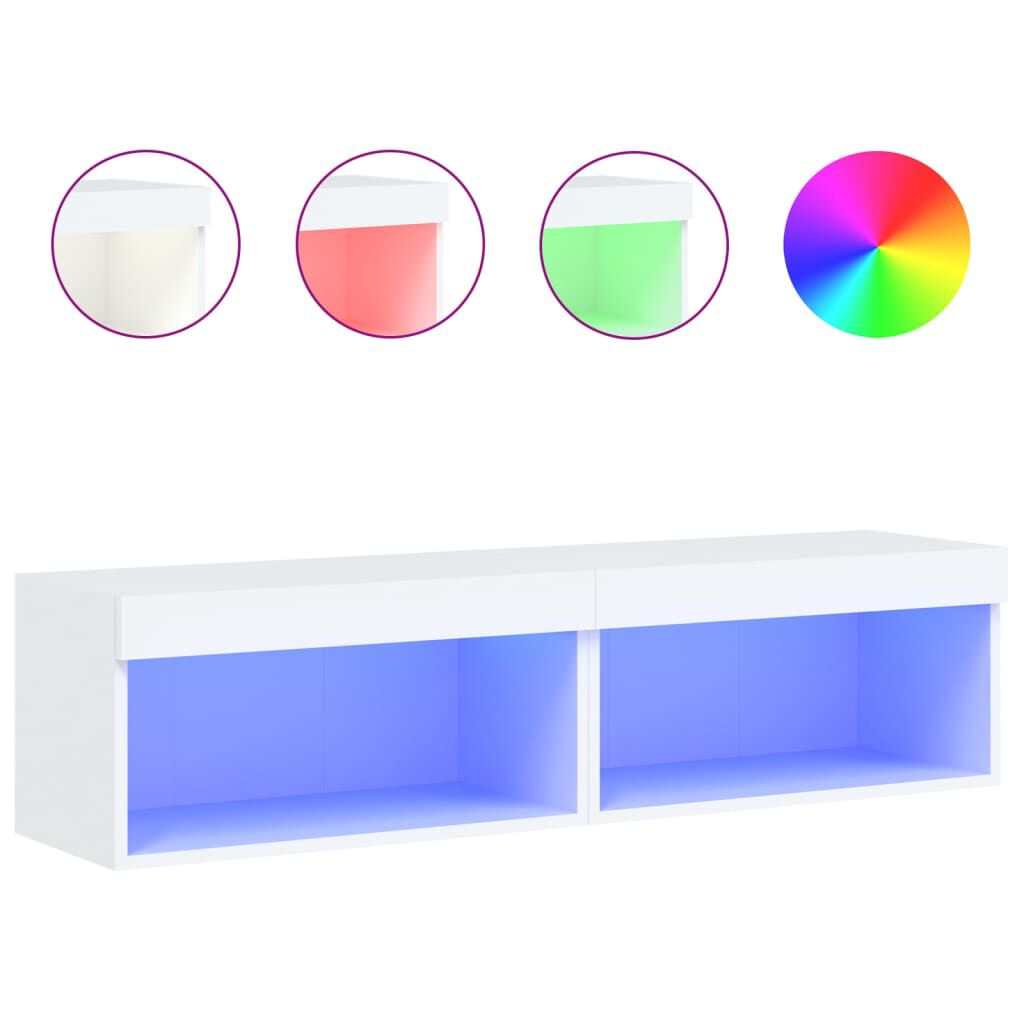 vidaXL Έπιπλα Τηλεόρασης με LED 2 τεμ. Λευκά 60 x 30 x 30 εκ.