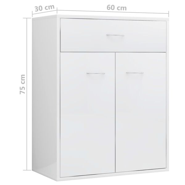 vidaXL Ντουλάπι Γυαλιστερό Λευκό 60 x 30 x 75 εκ. από Επεξ. Ξύλο