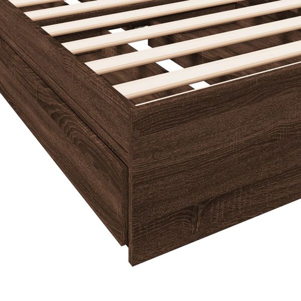 vidaXL Πλαίσιο Κρεβατιού με Συρτάρια Καφέ Δρυς 75x190 εκ.