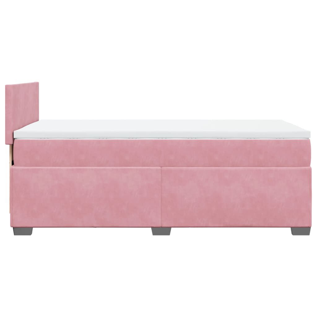 vidaXL Κρεβάτι Boxspring με Στρώμα Ροζ 90x200 εκ. Βελούδινο
