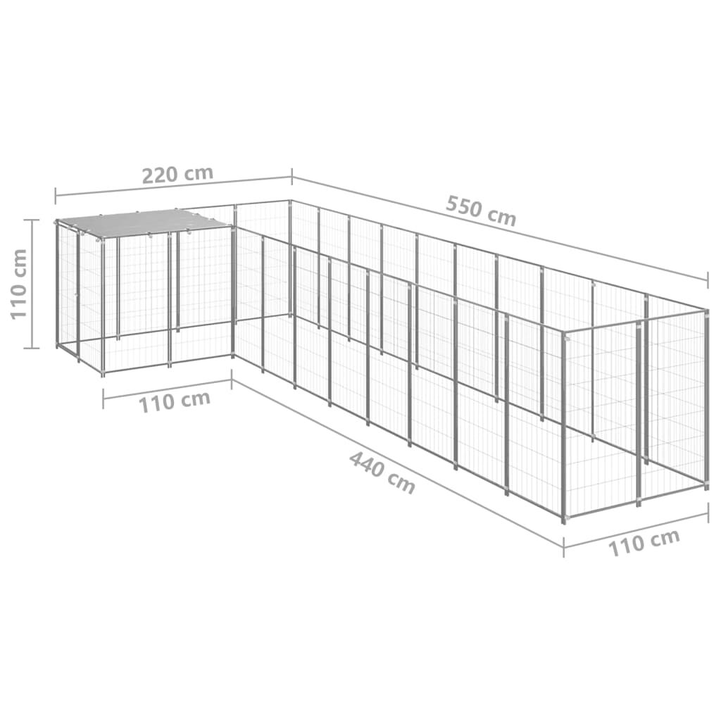 vidaXL Σπιτάκι Σκύλου Ασημί 7,26 μ² Ατσάλινο