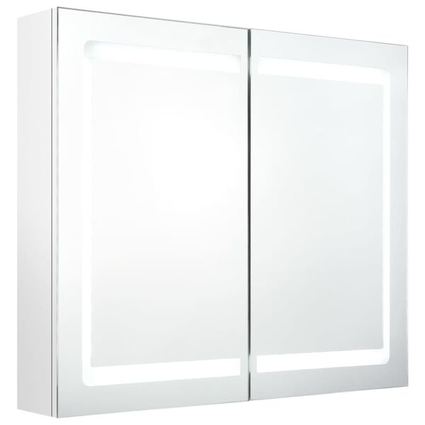 vidaXL Καθρέφτης Μπάνιου με Ντουλάπι & LED Λαμπερό Λευκό 80x12x68 εκ.