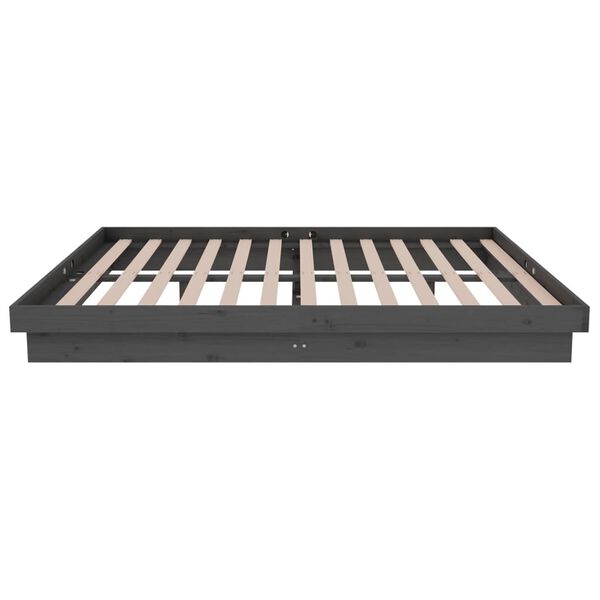 vidaXL Πλαίσιο Κρεβατιού Γκρι 140 x 190 εκ. από Μασίφ Ξύλο