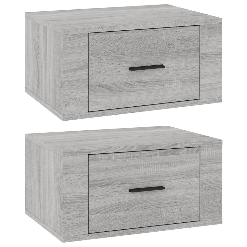 vidaXL Κομοδίνα Επιτοίχια 2 τεμ. Γκρι Sonoma 50x36x25 εκ.
