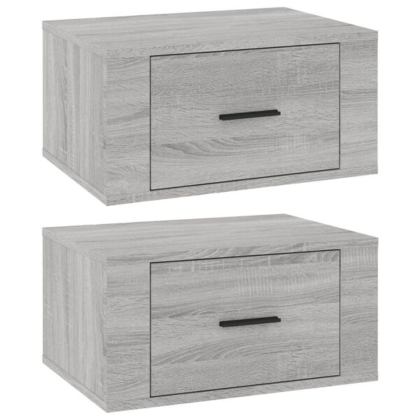 vidaXL Κομοδίνα Επιτοίχια 2 τεμ. Γκρι Sonoma 50x36x25 εκ.