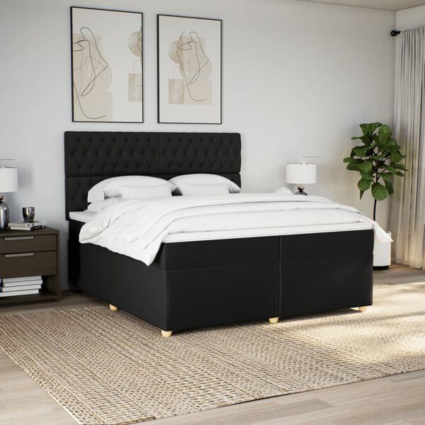 vidaXL &Kappa;&rho;&epsilon;&beta;ά&tau;&iota; Boxspring &mu;&epsilon; &Sigma;&tau;&rho;ώ&mu;&alpha; &Mu;&alpha;ύ&rho;&omicron; 200x200 &epsilon;&kappa;. &Upsilon;&phi;&alpha;&sigma;&mu;ά&tau;&iota;&nu;&omicron;