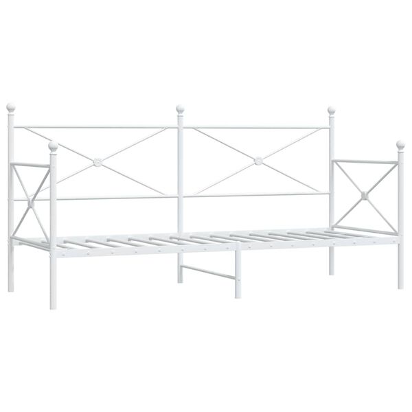 vidaXL Κρεβάτι ημέρας χωρίς στρώμα Λευκό 90x200 cm Ατσάλι