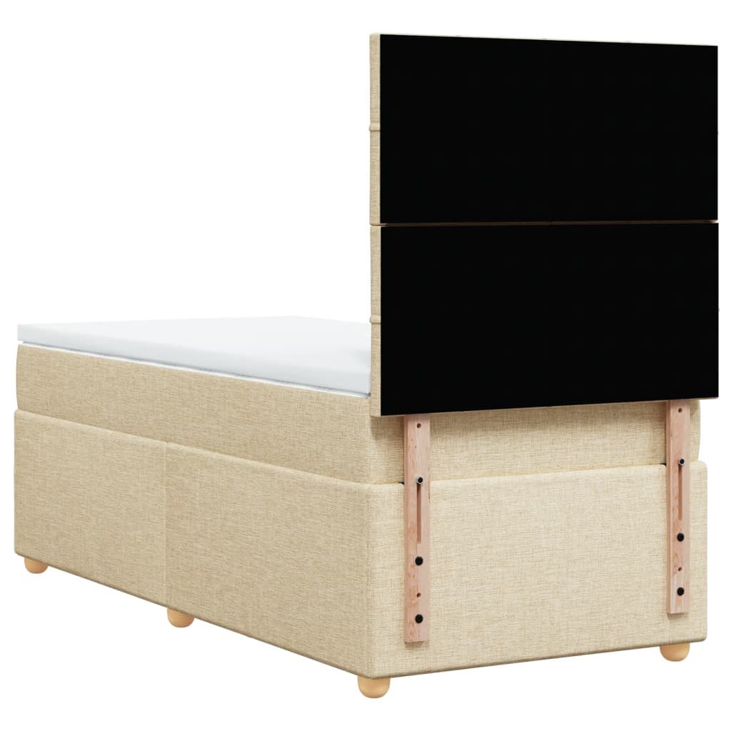 vidaXL Κρεβάτι Boxspring με Στρώμα Κρεμ 100 x 200 εκ. Υφασμάτινο