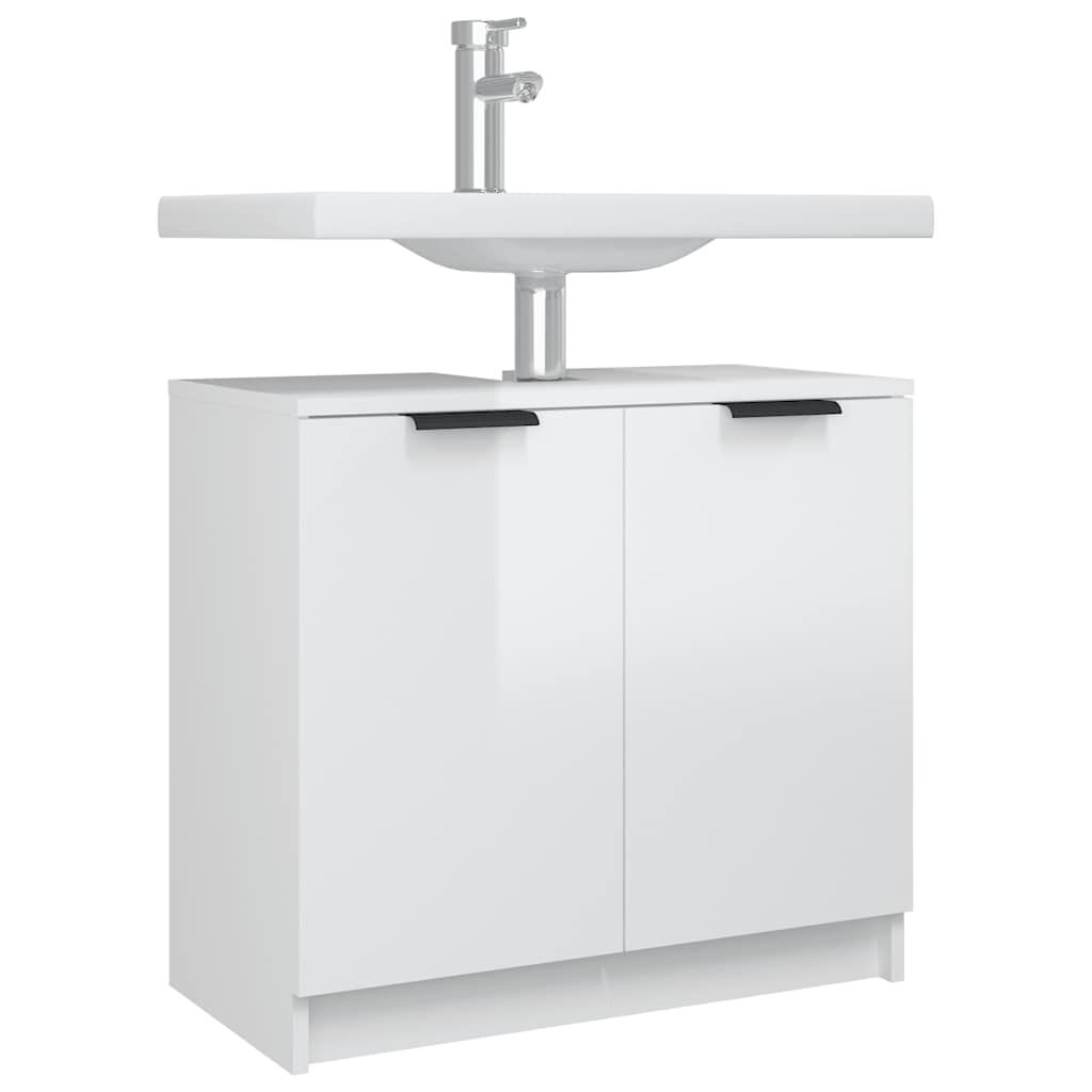 vidaXL Ντουλάπι Μπάνιου Γυαλιστερό Λευκό 64,5x33,5x59εκ. Επεξεργ. Ξύλο
