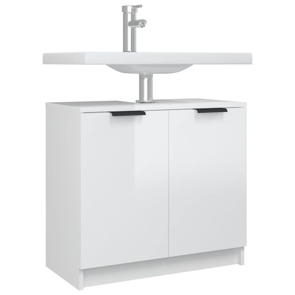 vidaXL Ντουλάπι Μπάνιου Γυαλιστερό Λευκό 64,5x33,5x59εκ. Επεξεργ. Ξύλο