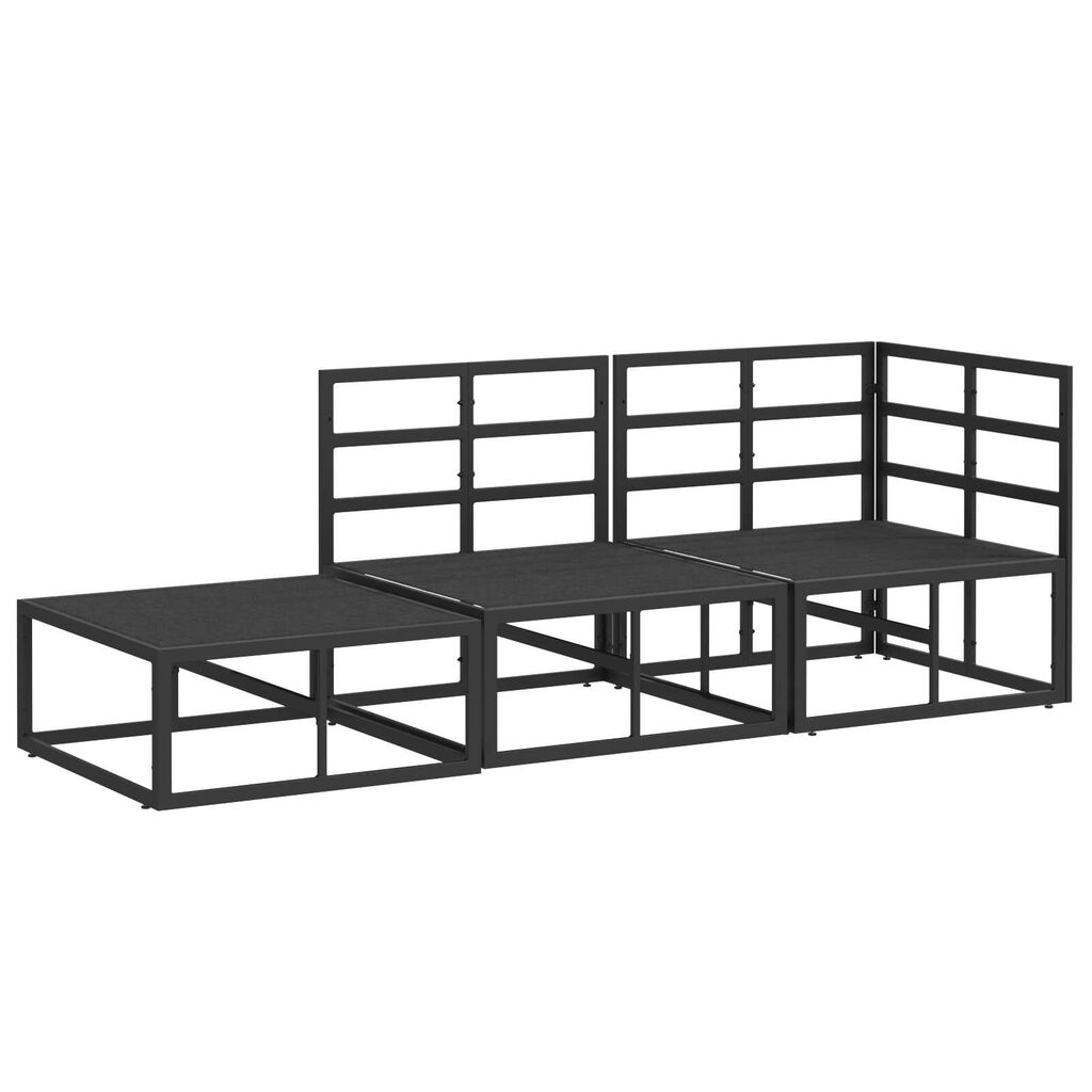 vidaXL Σετ Καναπέ Κήπου 3 pcs Μαύρο 211.5 x 71.5 x 71 εκ Αλουμίνιο