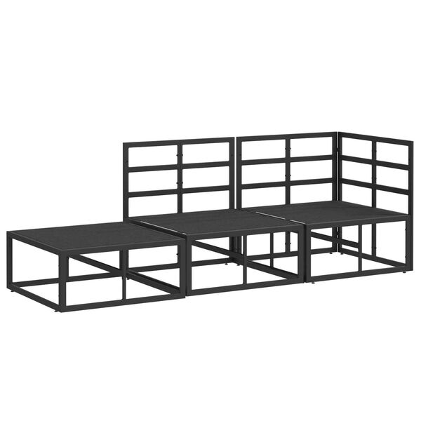 vidaXL Σετ Καναπέ Κήπου 3 pcs Μαύρο 211.5 x 71.5 x 71 εκ Αλουμίνιο