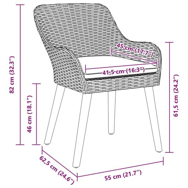 vidaXL Σέτ φαγητού για κήπο με μαξιλάρι 5 pcs Μπεζ συνθετικό ρατάν