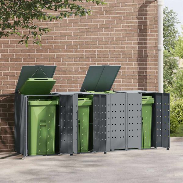 vidaXL Πλαίσιο Κάδων Απορριμμάτων 4 Κάδοι Γκρι 276x79x117 εκ. Ατσάλι