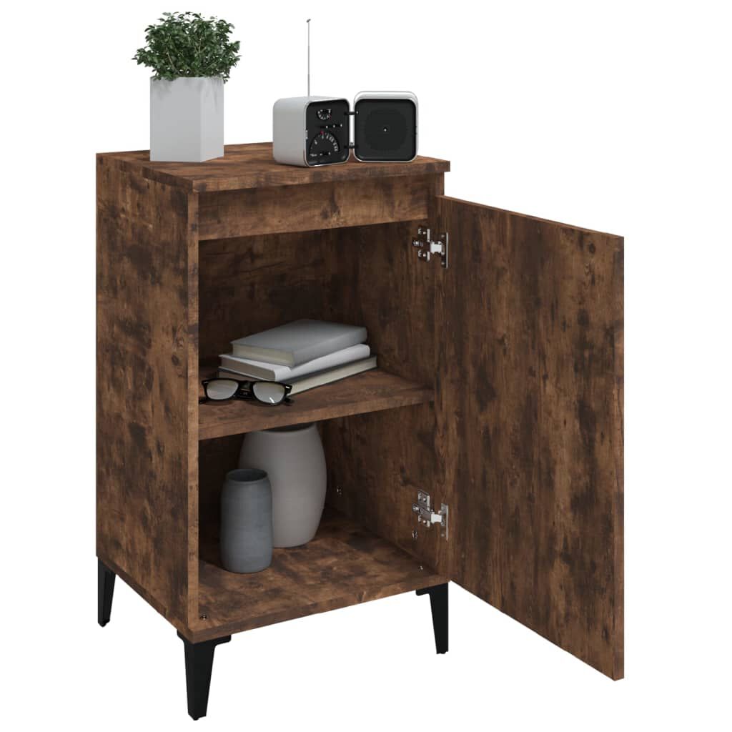vidaXL Κομοδίνα 2 Τεμ. Καπνιστή Δρυς 40x35x70 εκ. Επεξεργασμένο Ξύλο