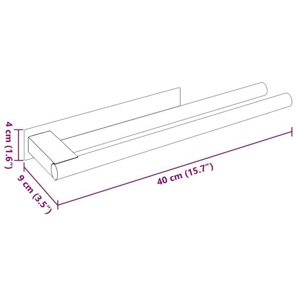 vidaXL Ράφι Πετσέτας Μαύρο 40 x 9 x 4 εκ Ανοξείδωτο ατσάλι